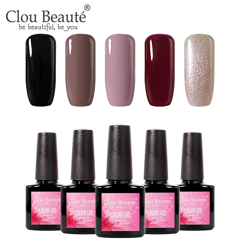 Clou Beaute УФ-гель для ногтей основа и верхнее покрытие лак для ногтей Набор для маникюра геллак Полупостоянный Гибридный праймер гель лак - Цвет: 10ml-34
