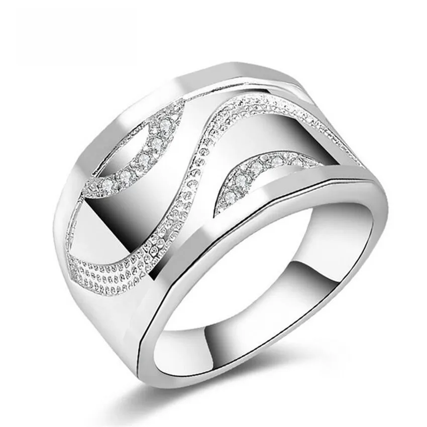 Мода 925 инкрустировано множеством кристаллов серебряное кольцо Корейская версия
