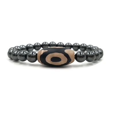 14x26mm DZI Bracelet Lii Ji 3 глаз дзи бусины агат гематит Магнитная Терапия браслет здоровье и гигиена для мужчин женщин - Цвет камня: 14x26mm DZI Bracelet
