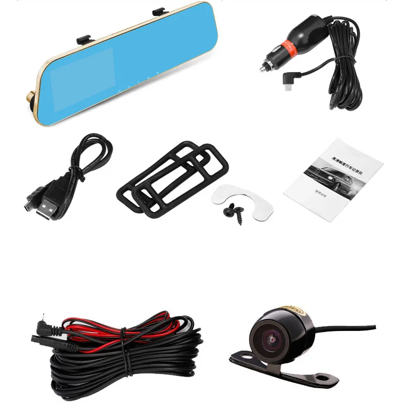 Автомобильная камера двойной объектив зеркало заднего вида авто