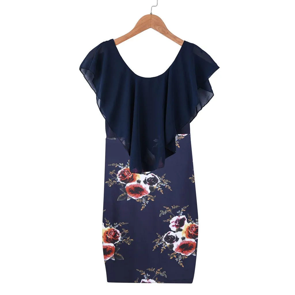 Женское платье сексуальное с оборками женское белое цветочным принтом без