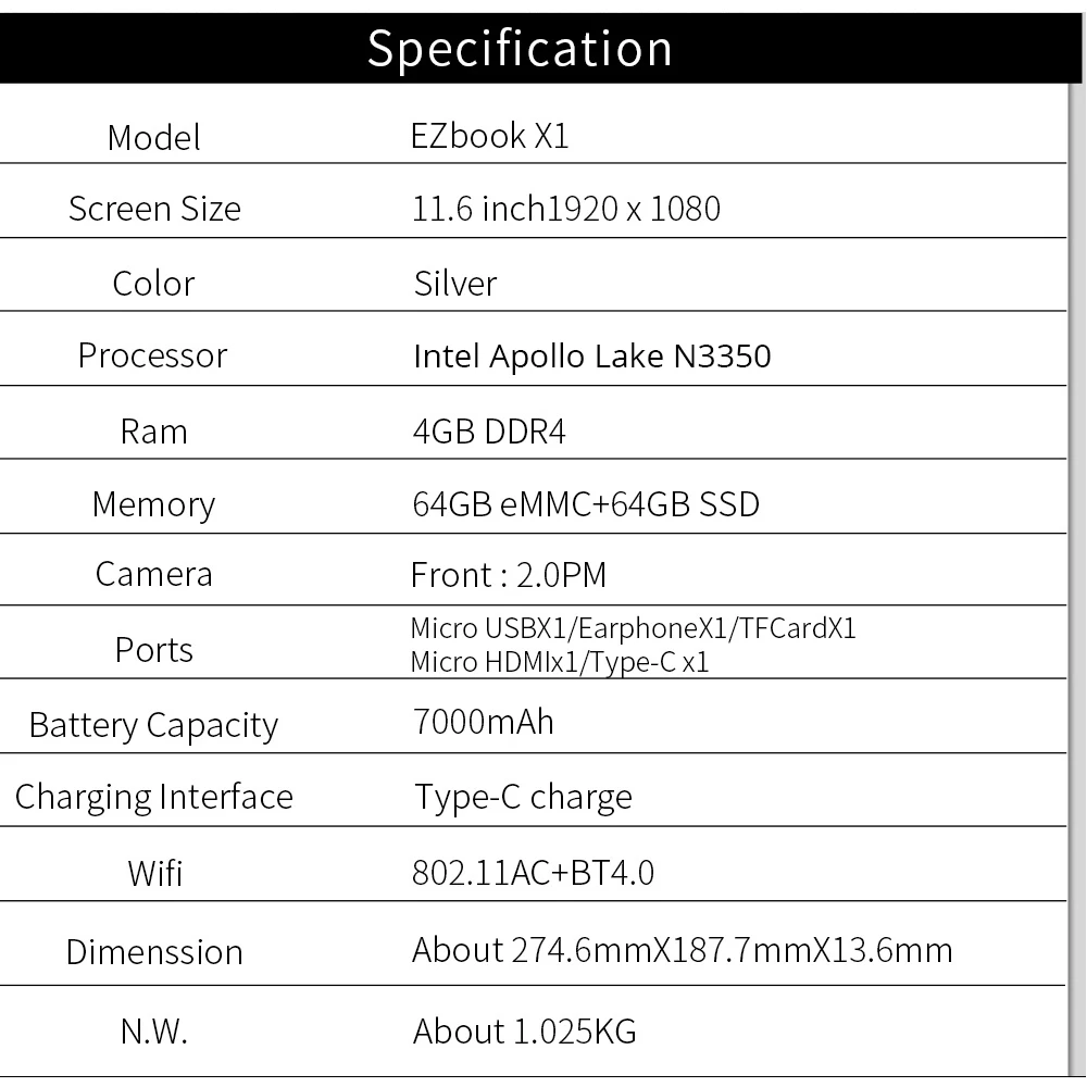 Jumper EZbook X1 ноутбук 11 6 ''Win10 Apollo Lake N3350 4 Гб DDR3L 128 SSD FHD ips сенсорный компьютер ПК |
