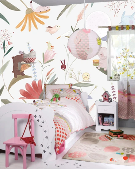 Художественные милые Мультяшные животные и цветы Tuya художественные Настенные