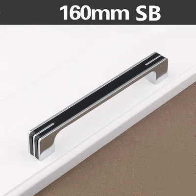160mm SB 320 мм современная мода белый удлиненный кухонный шкаф дверная ручка серебристый черный ящик cuoboard ручка тяга 128 160 мм - Цвет: 160mm SB