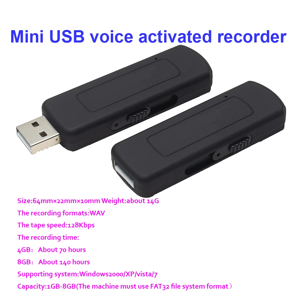 Скрытая Запись U диск USB диктофон мини аудио рекордер активация звука длительное