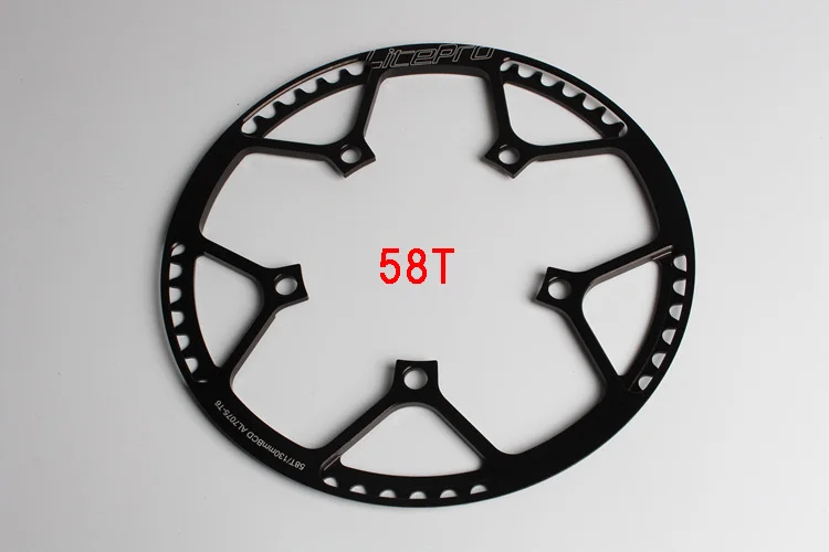 58T black Litepro одна скорость 130BCD складной велосипед шатун BMX цепь колеса 45 T/47 T/53 T/56 T/58 T AL7075 цепь колеса 170 мм кривошипно-цепное кольцо - Цвет: 58T black