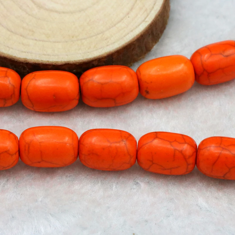 Цилиндрическая форма оранжевого турецкого камня свободные бусины 10x14 мм 15 