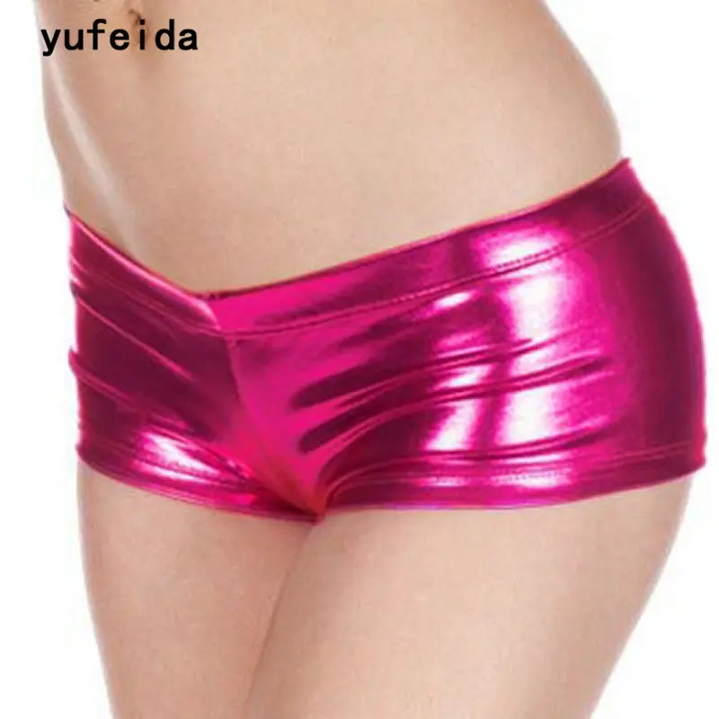 Сексуальные трусики YUFEIDA из искусственной кожи блестящие трусы-боксеры с