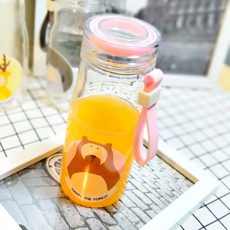 Креативная стеклянная бутылка для воды 350 мл не содержит Бисфенол А портативная