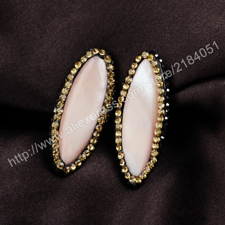 Овальные Боковые отверстия Розовый Оболочки Золотой Циркон Проложили Кулон