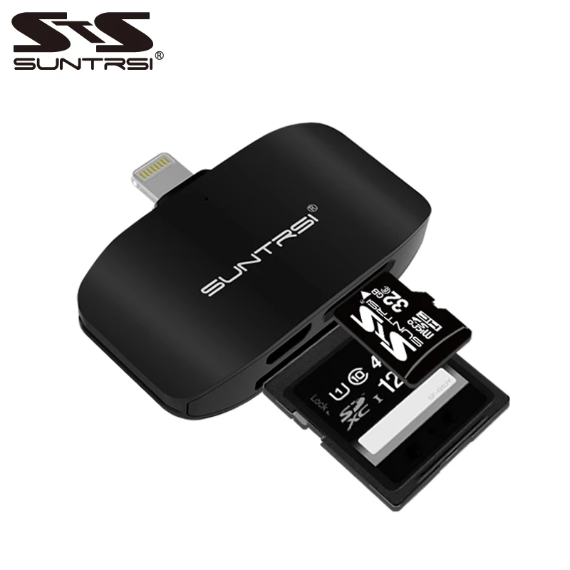 Suntrsi Lightning/Micro SD/TF OTG кард-ридер для зарядки устройство чтения карт памяти для iPhone 6/7/8 Plus, iPod, iPad, Камера кард-ридер