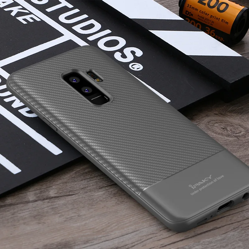 Gray Для samsung S9 Чехол IPAKY S10 S10e Plus углеродное волокно кожа Гибридный Силиконовый Note 9 S8 мягкий чехол для samsung Galaxy S9 Plus чехол - Цвет: Gray