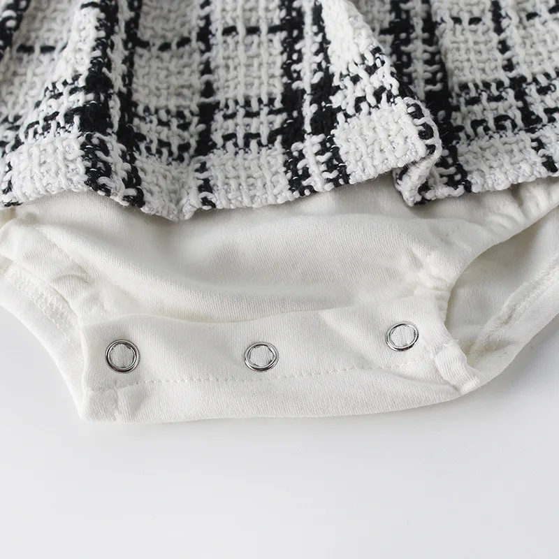 

2019 Fashion Infant Baby Girls Spring Clothing set 2pcs Plaid Knitted Jacket Cardigan+ Rompersuit Princess Suit High Quality