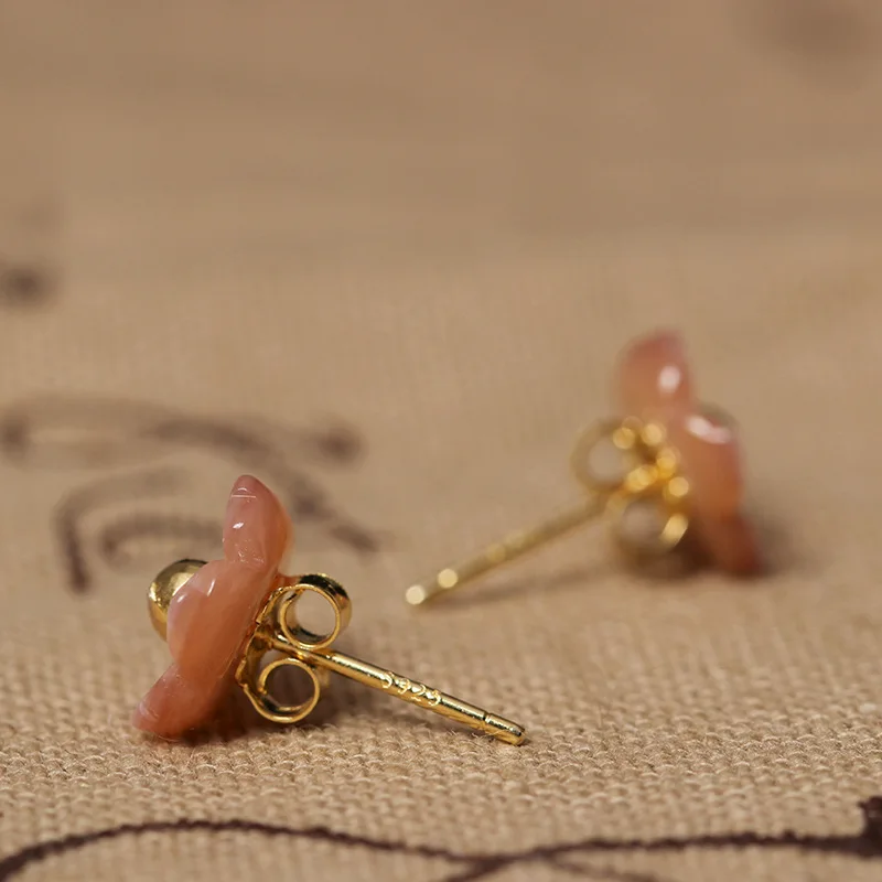 Серьги-гвоздики Flyleaf из стерлингового серебра 925 пробы с розовыми персиковыми