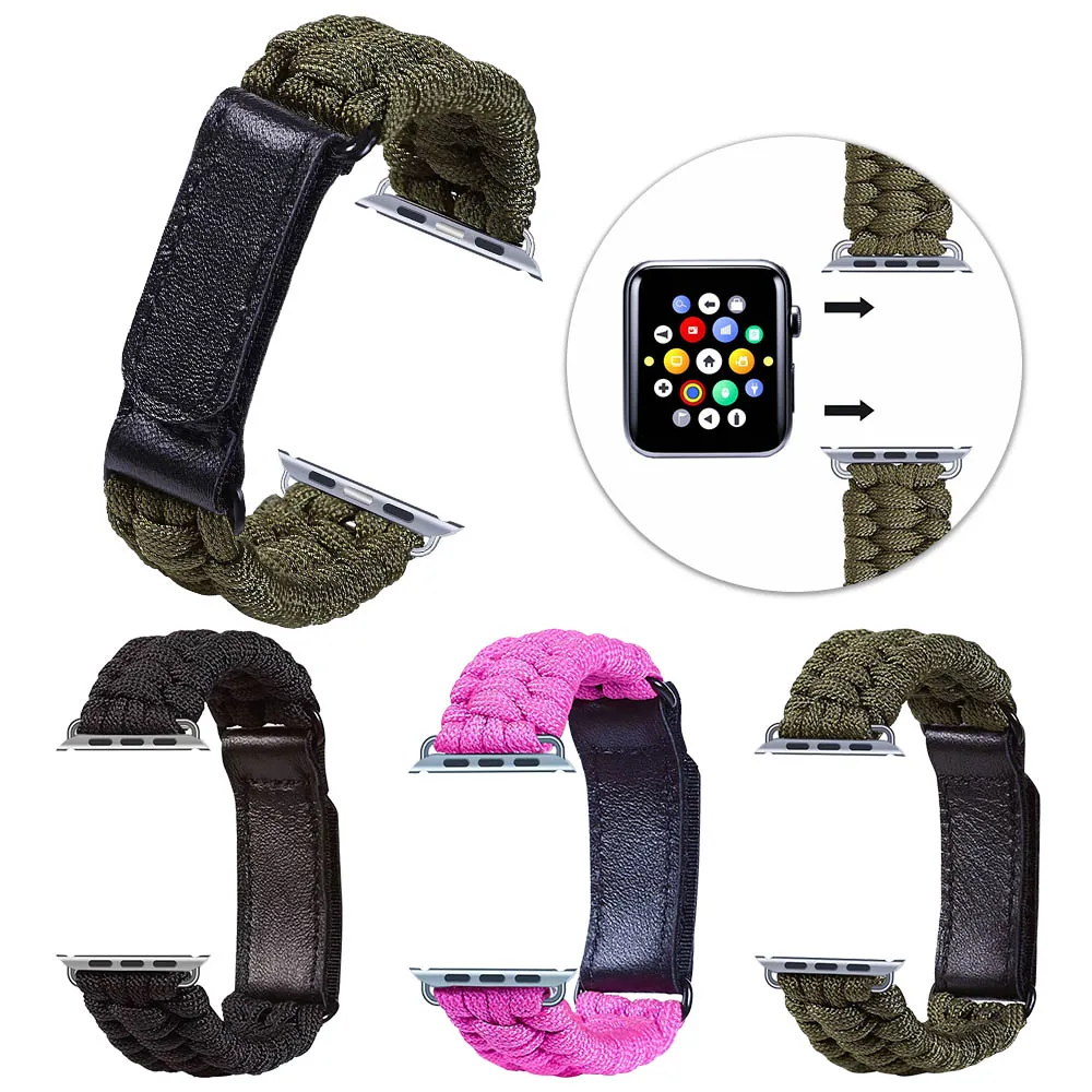 Новое поступление нейлоновый зонтик веревка ремешок для Apple Watch SE Band серии 6 5 4 3 2