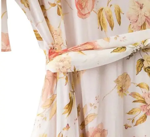 Moirlicer женщины сексуальная v шеи оборками цветочные шифона dress пояса с коротким