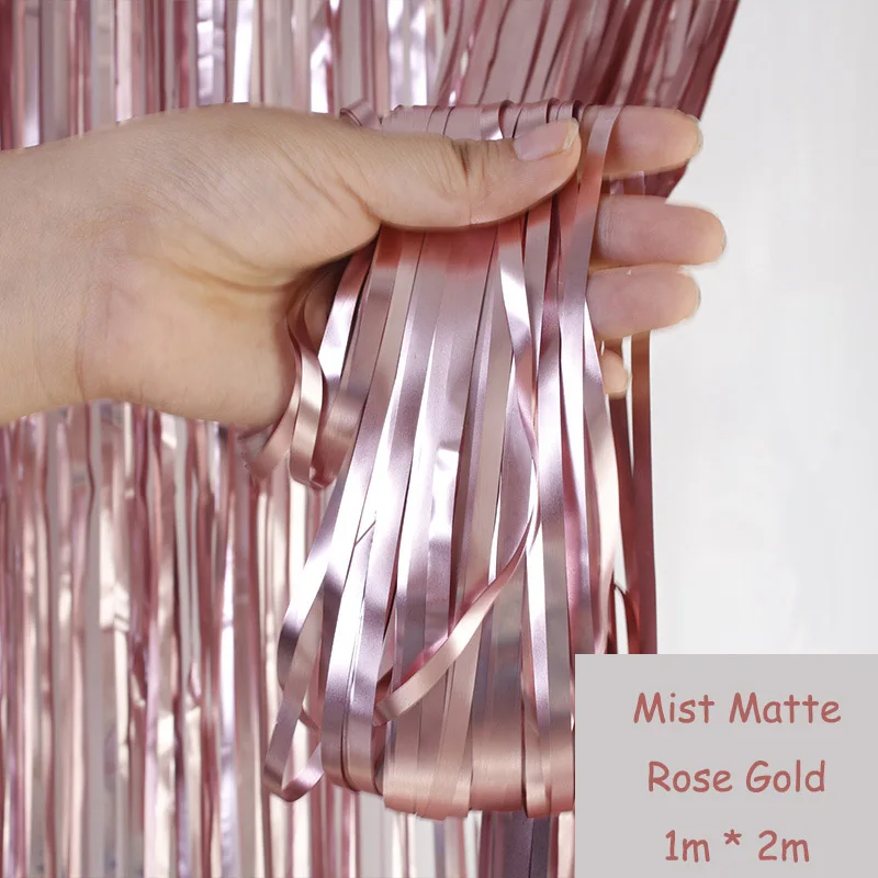 rose glod 2 м гирлянды для фона металлическая бахрома из фольги занавес вечерние свадебные фоны день рождения блесток фон с единорогом Декор драпировка потолочная - Цвет: rose glod