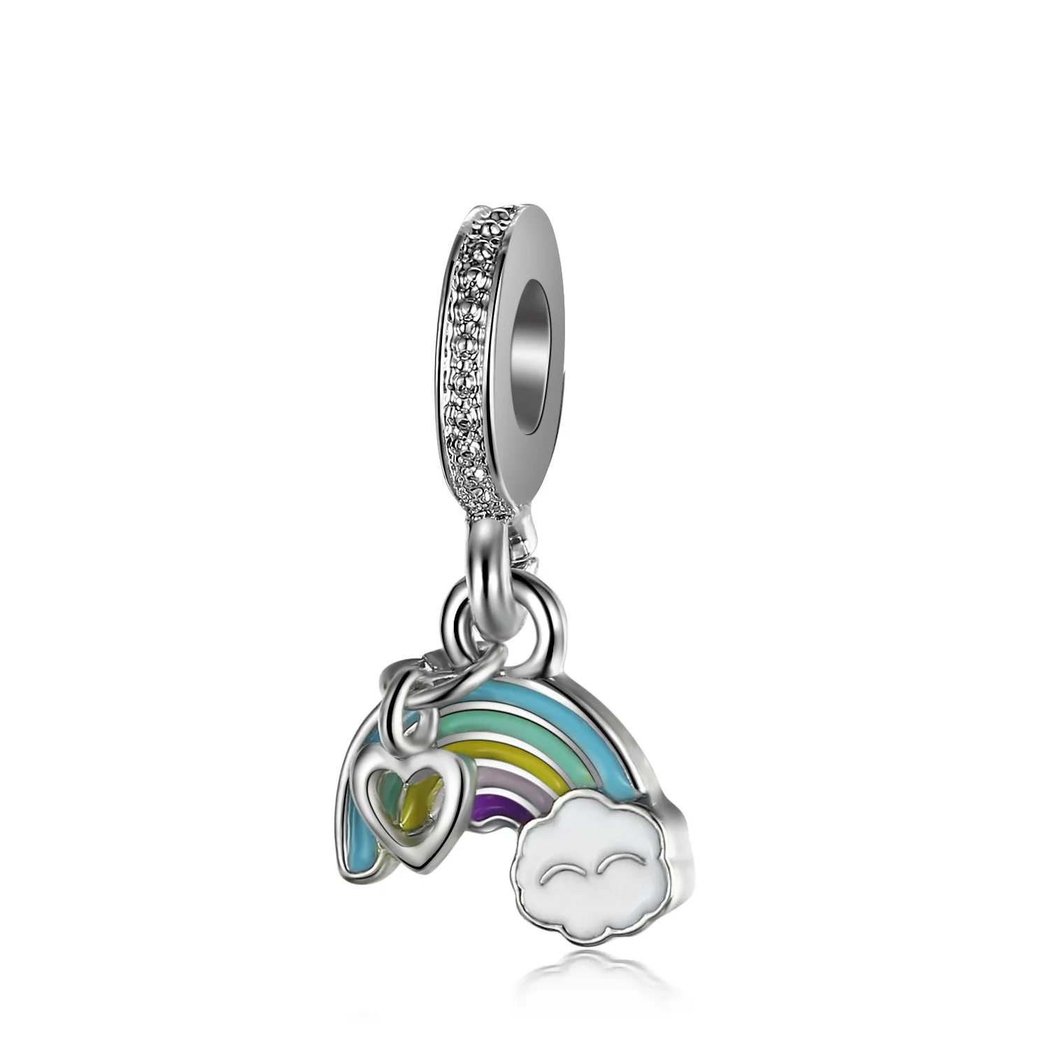 Rainbow of Love 1 Новинка, оригинальные посеребренные очаровательные браслеты Pandora, сделай сам, ключи любви, чайный горшок, Висячие Подвески, бусины для женщин, сделай сам, ювелирное изделие - Цвет: Rainbow of Love 1