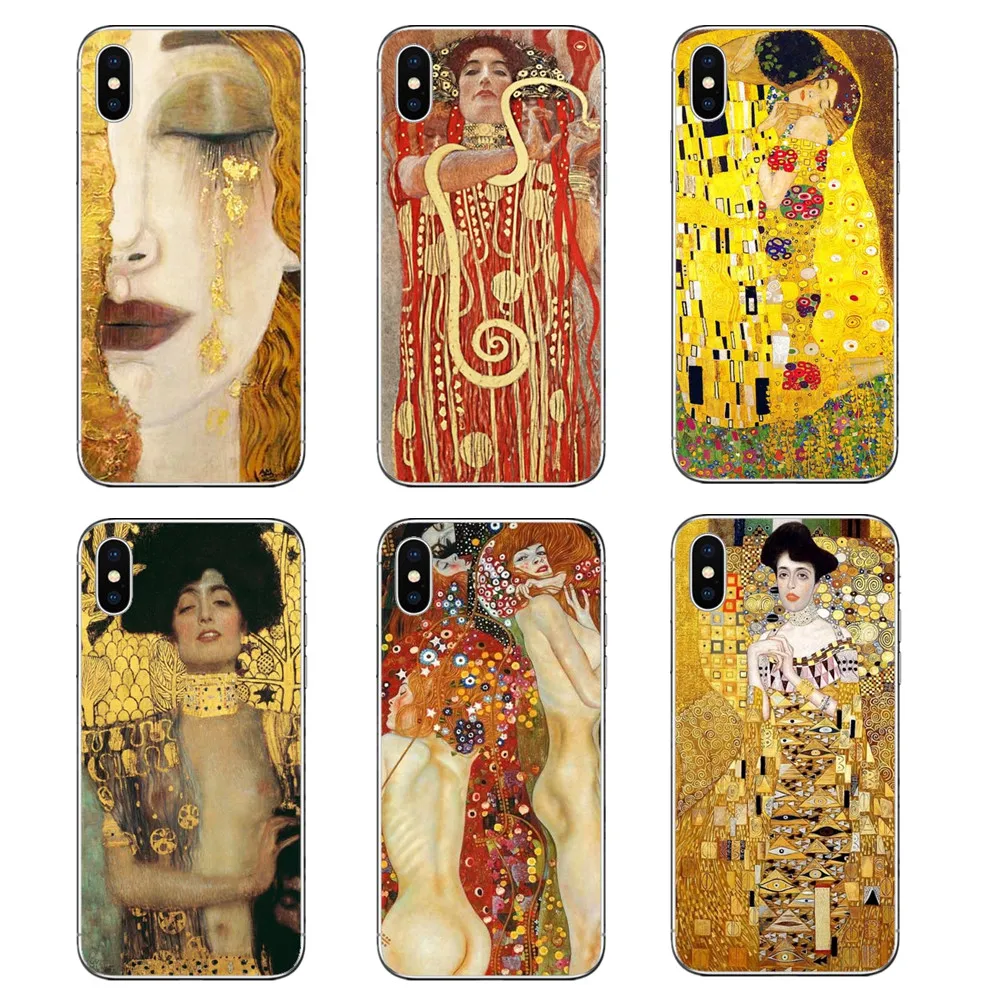 Gustav Klimt The Kiss Art Painting Phone Чехол для iPhone 6 6s Plus 7 5 5S SE X 8 джинсовый жесткий чехол