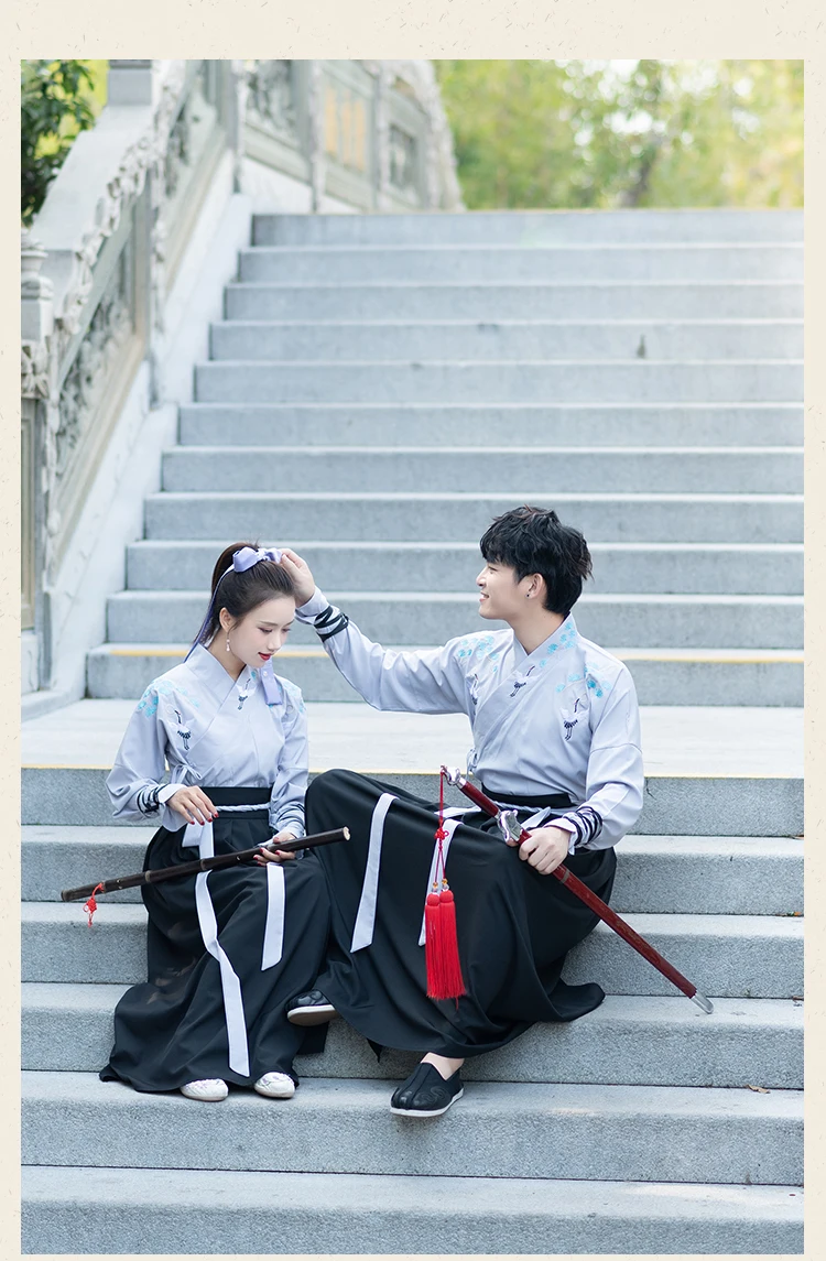 Hanfu древний китайский костюм кран Вышивка Топ для женщин Классическая Одежда для танцев для мужчин традиционный династии Тан шоу DNV11615