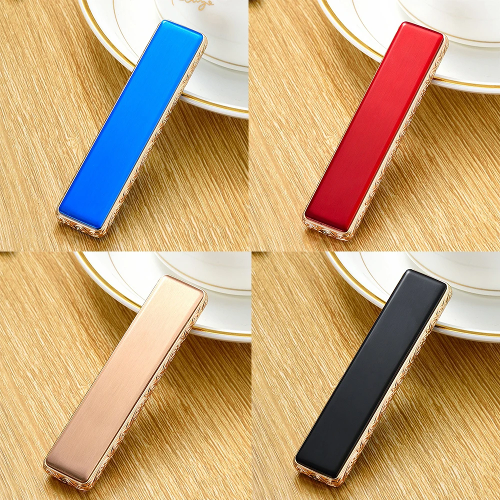 НОВАЯ тонкая Usb зарядка металлическая зажигалка электронные зажигалки маленькая перезаряжаемая электрическая зажигалка ветрозащитный подарок для мужчин