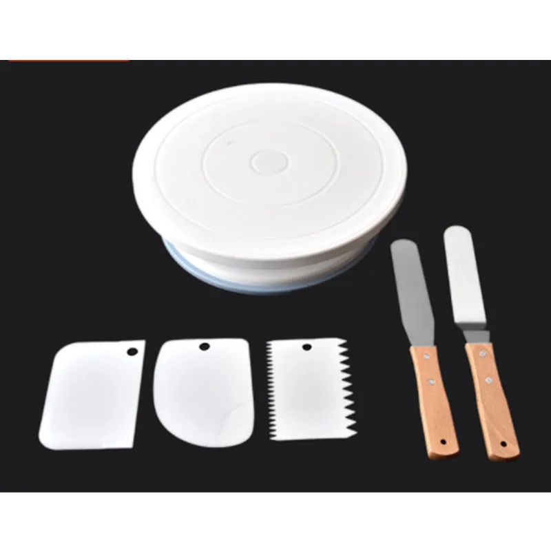 6PCs/Set Cake Turntable Rotating Plastic Dough Knife Decorating Cakes Stand Rotary Table Baking DIY Tool | Дом и сад