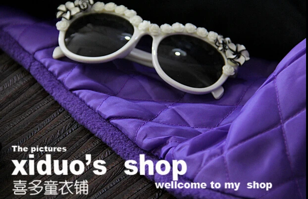 Зима новый детская одежда длинная версия фиолетовый пальто для мода девочек 90 100