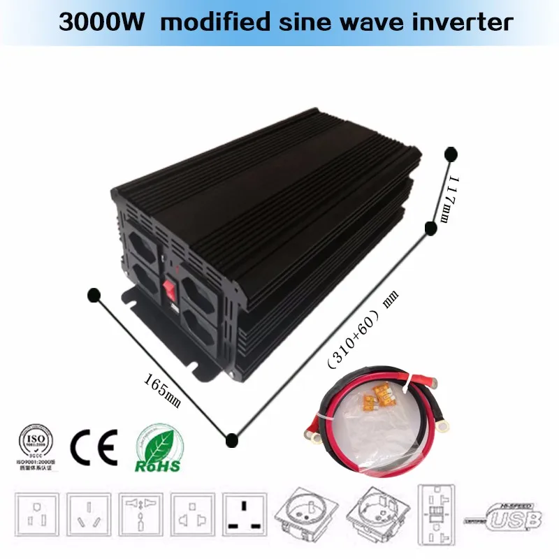 Продвижение 3.0KW 3000 Вт Модифицированная Синусоида Инвертер Главная Прокат DC 12 В AC