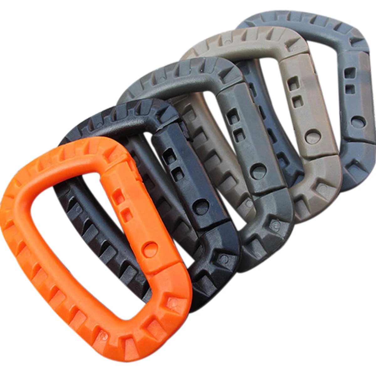 

High Quality 5 Pcs/Set Outdoor Travel Hiking Plastic D-ring Carabiner Keychain Clip Hook Buckle for Camping Climbing