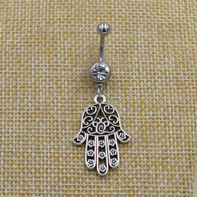 Новинка Фатима подвеска на руку с амулетом Хамса кольцо для пупка кристаллами из