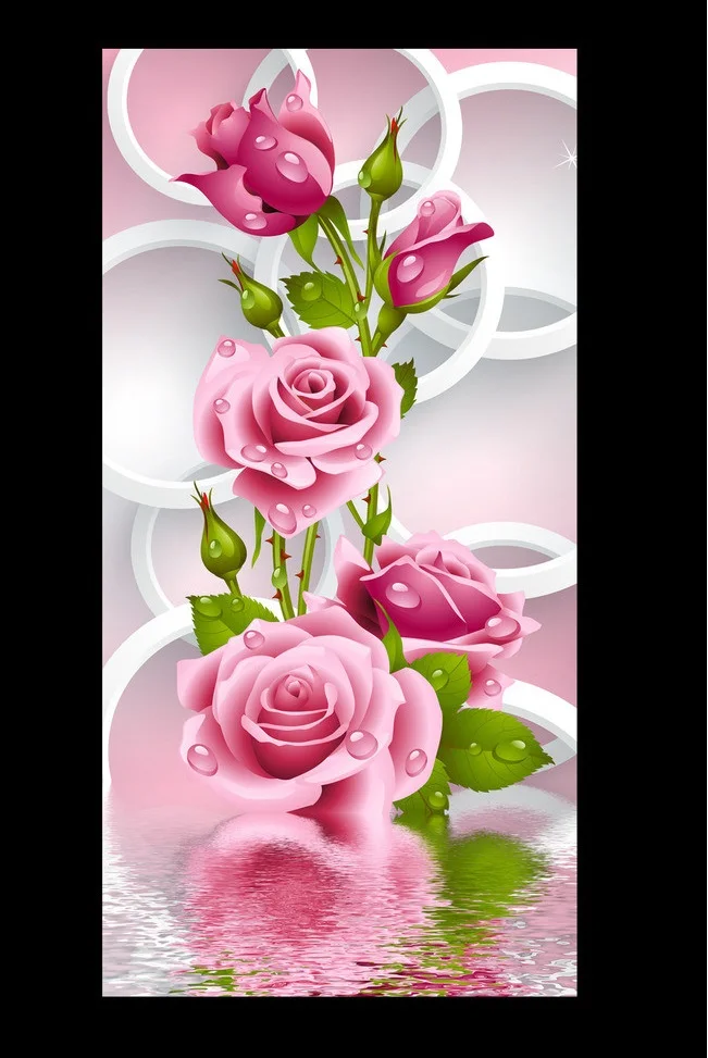 Настенные 3d обои на заказ Нетканые Современные цветы круглая Роза крыльцо