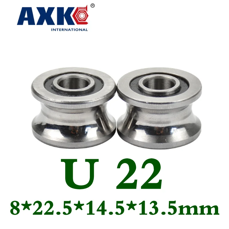 

Axk 2pcs U Groove Ball Bearing Guide Track Roller Bearings U22 8*22.5*14.5*13.5mm Wheel Ball Bearing U-22 8x22.5x14.5x13.5mm