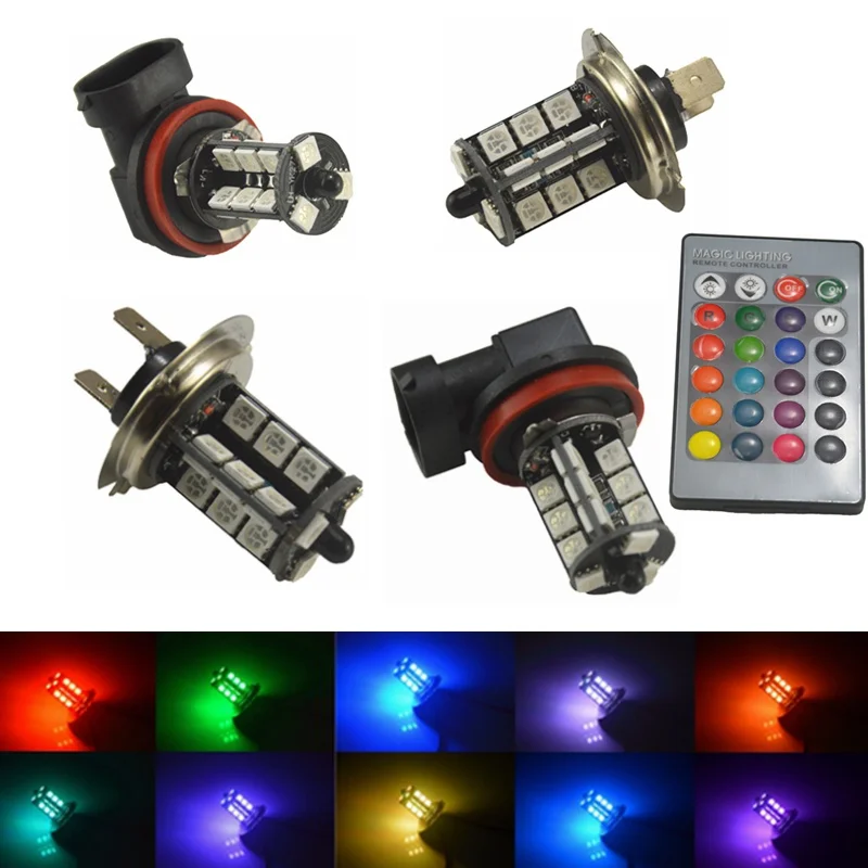

2 шт., Автомобильные светодиодные лампы 27 SMD 5050 9005 H11 H7 9006 1156