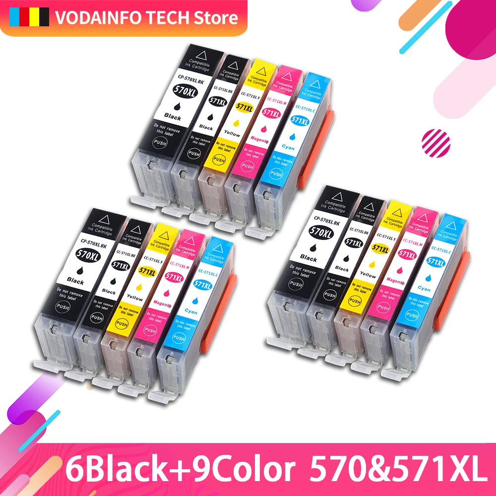 15pk PGI570 PGI 570 CLI 571 совместимый картридж с чернилами для Canon PIXMA MG5750 MG5751 MG5752 MG5753 MG6850