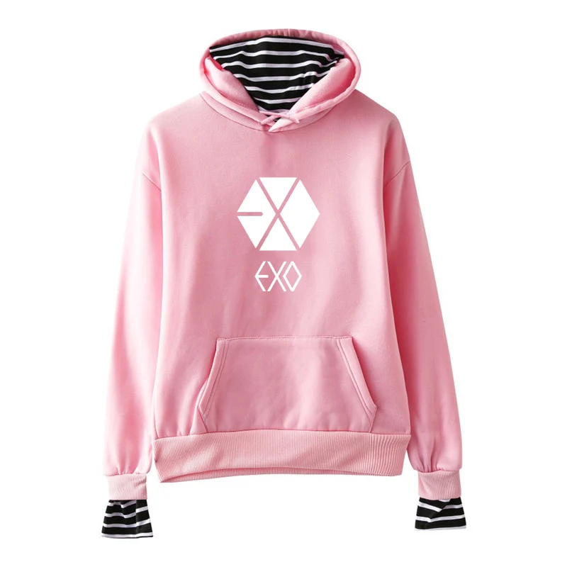 Новинка; Черная Толстовка Exo Got7 Mamamoo для женщин; Monsta X Twice Stray Kids Nct Harajuku Wanna One; повседневные толстовки для фанатов - Цвет: exo2