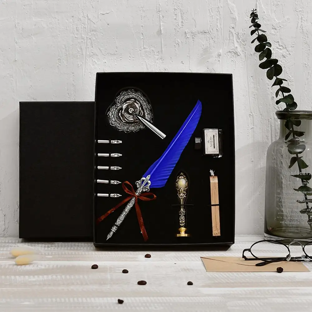 Изысканная ретро ручка с птичьим пером набор Dip Pen Sign Kit идеальный подарок Quill