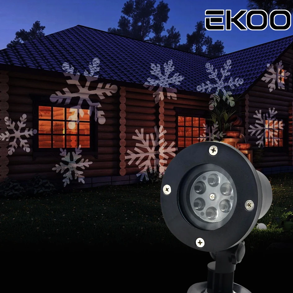 EKOO сад лужайка проектор свет снежинка перемещение сверкающая лампа Schneeflocke Lichter |