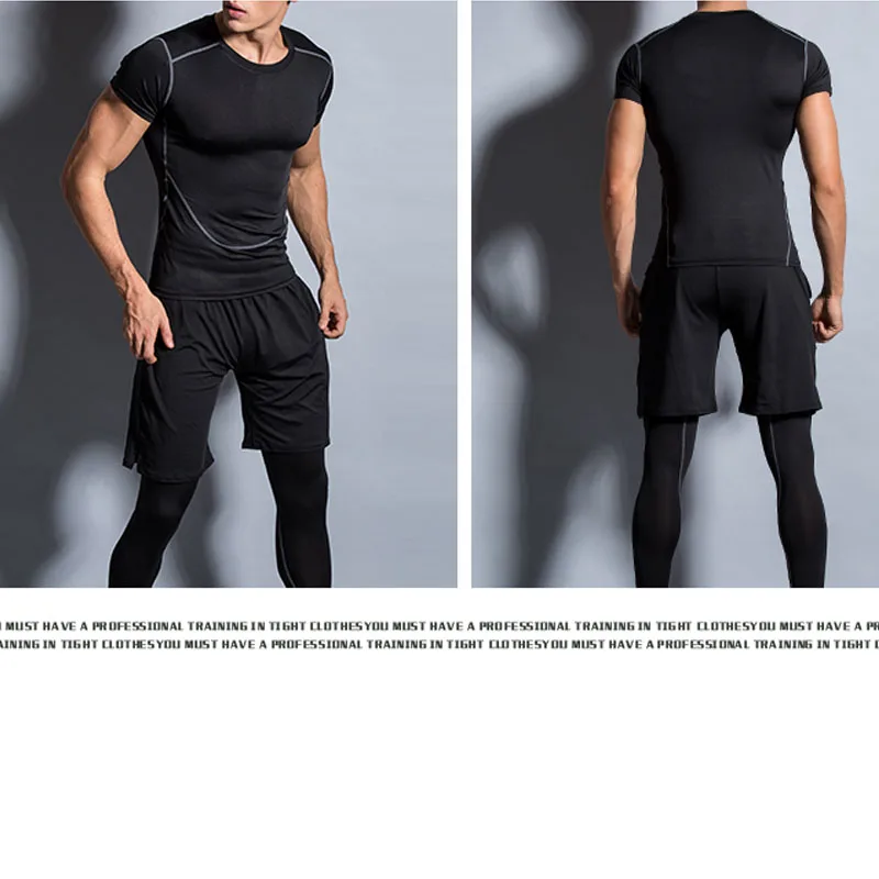 Тренировочные костюмы 3 шт. мужские спортивные трико для бега фитнеса тренировок