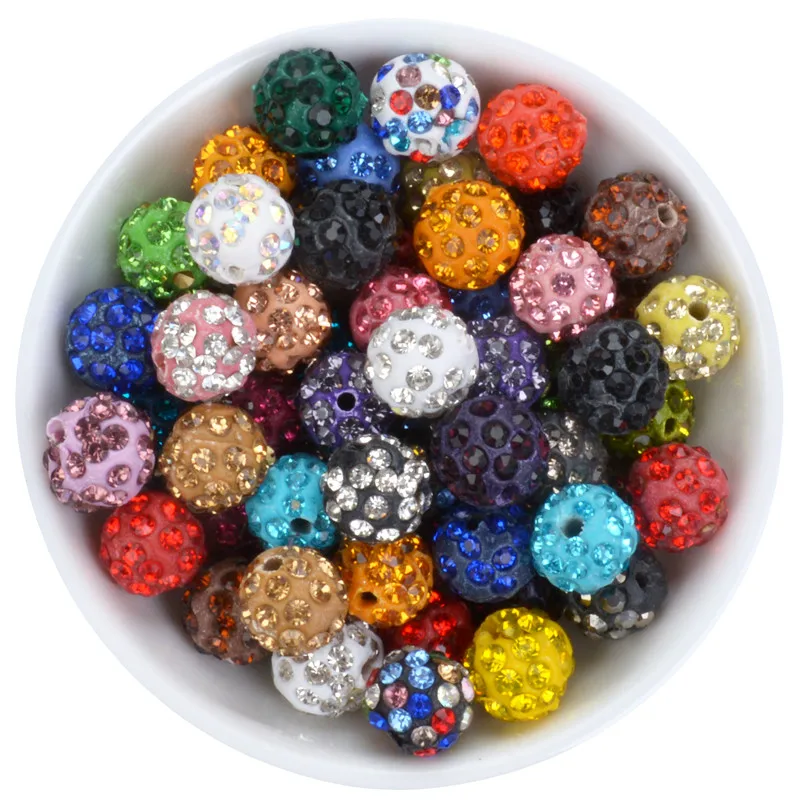 

Free shipping 50Pcs 10MM Beads Crystal Disco Ball Beads Spacer Beads, Bracelet Crystal Clay Beads