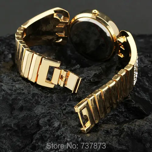New arrival 2014 womens Rhinestone watches Luxury Gold charm bracelet Bangles with flowers Diamond Crystal Jewelry watch Ladies | Наручные