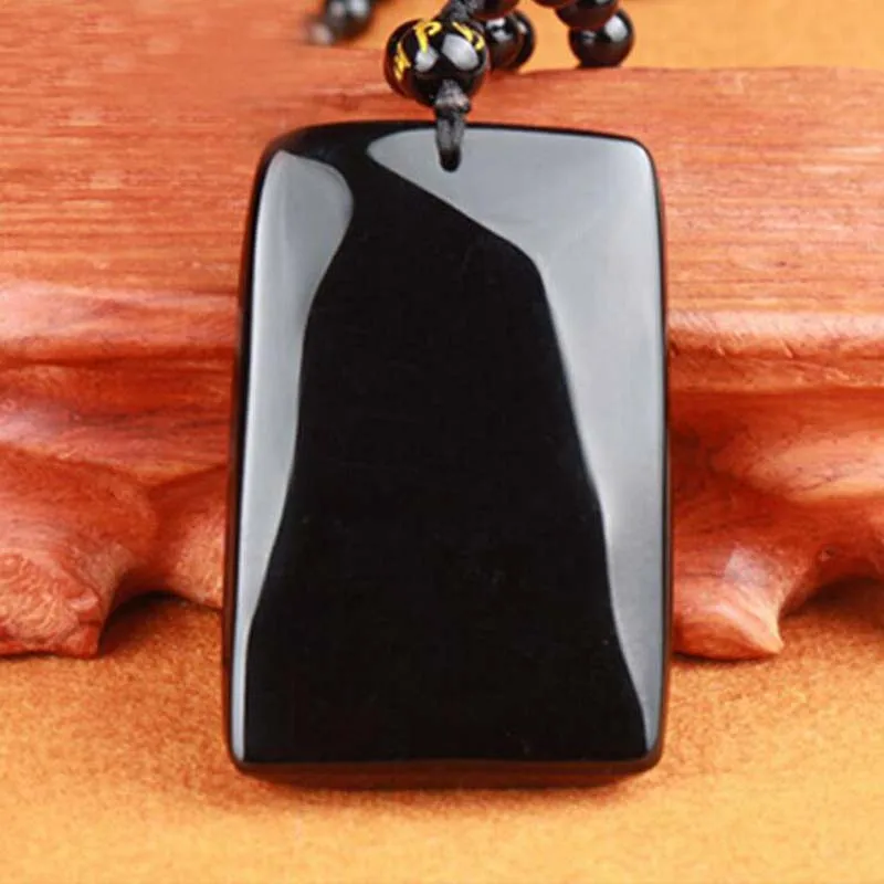 Мужские Подвески KYSZDL из натурального обсидиана с резьбой Гуань гонг властные на