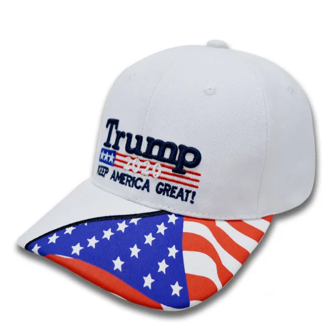 White Flag Brim 20 Make America Great Again Кепка с вышивкой Регулируемая Кепка Дональд Трамп бейсбольная кепка Acc014 - Цвет: White Flag Brim 20