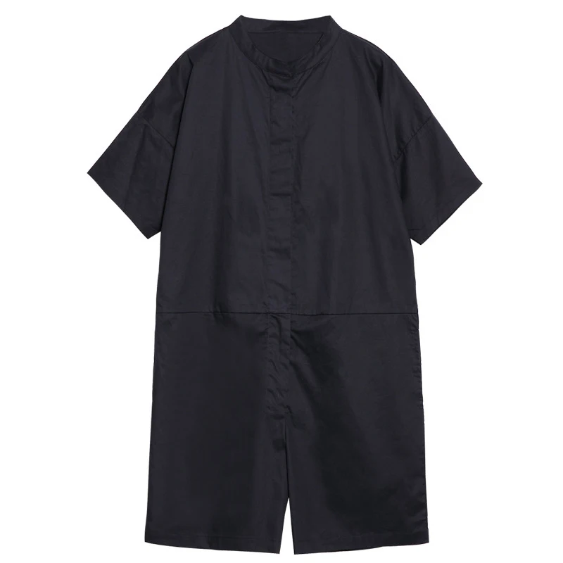 VGH Summer Black Trousers For Women Playsuits Short Sleeve Loose Casual High Waist Women's Clothes Fashion Tide New | Женская одежда