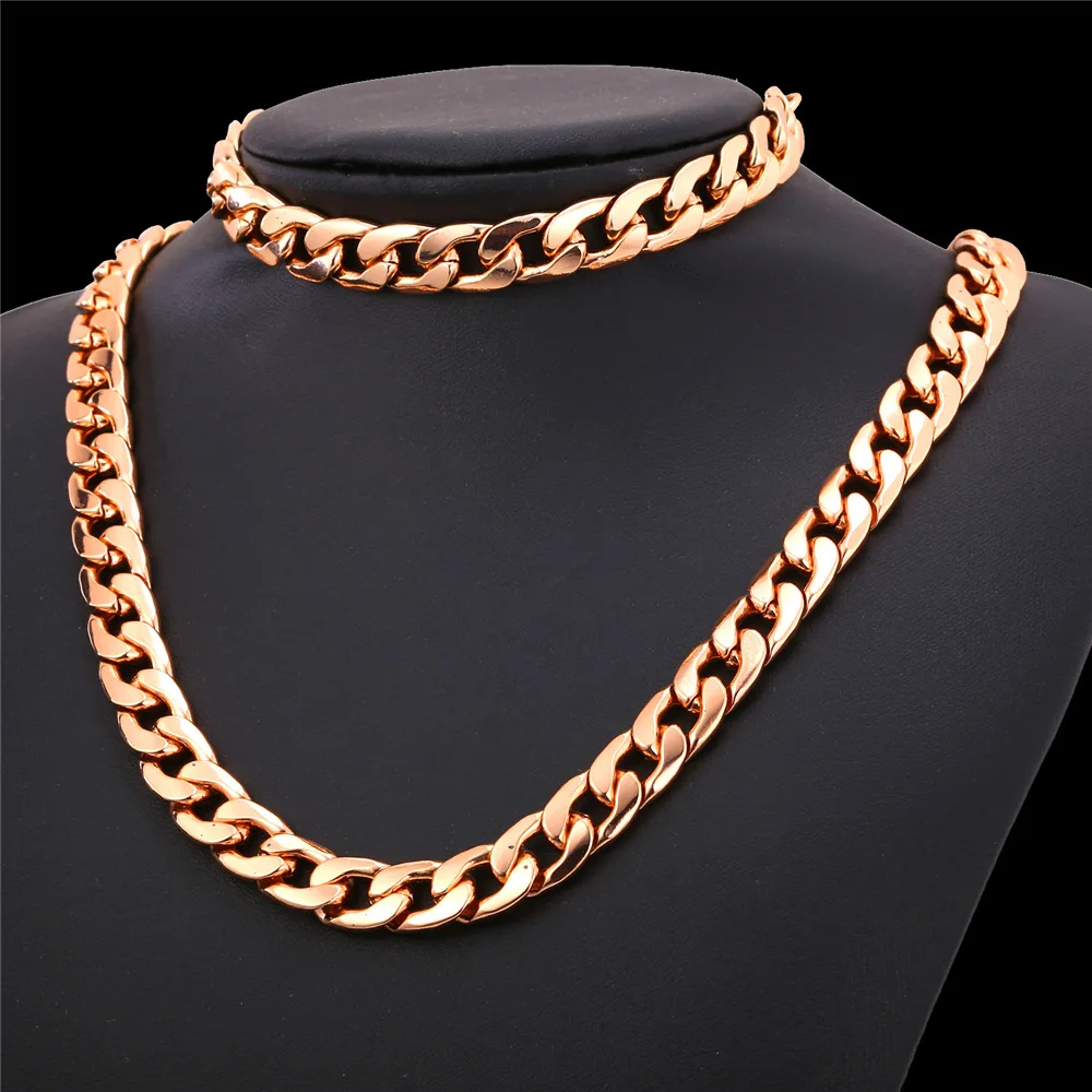 Ювелирные наборы мужские ожерелье браслет золотистого/розового золота оптом
