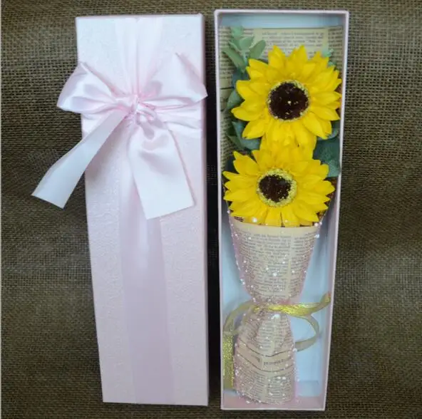 5 шт. искусственный цветок подсолнечника мыло лепестки с лентой подарочная