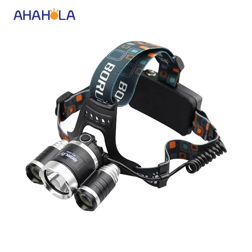 

lantern led flashlight 5000 lumens 3x cree xm-l t6 led flash headlight camping torch No 18650 rechargeable battery and charger