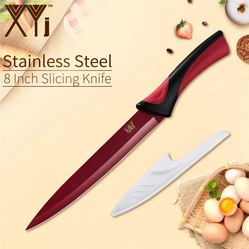 C.8 slicing knife XYj 6 шт. набор кухонных ножей из нержавеющей стали 8 ''шеф-повара 8'' нарезки 8 ''хлеба 7'' сантоку 5 ''Универсальный 3,5'' ножи для приготовления овощей - Цвет: C.8 slicing knife