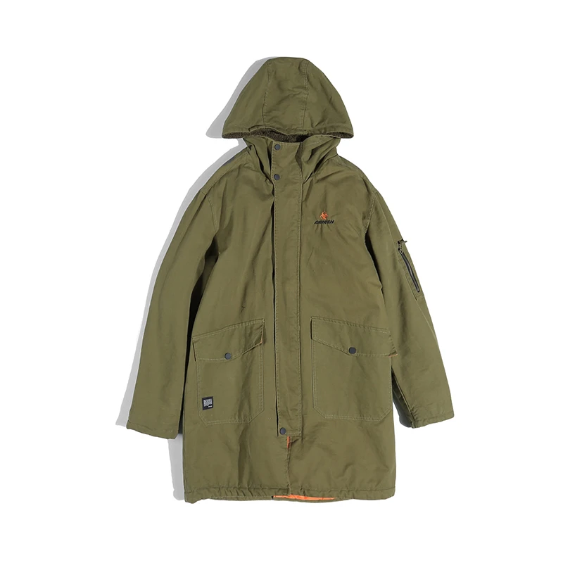 CHINISM army green длинный Тренч Мужская Зимняя Толстая Повседневная Верхняя одежда с