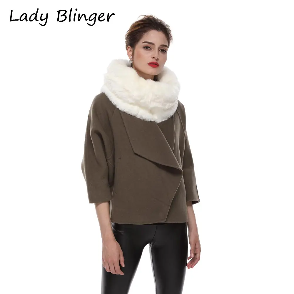 Женский шарф из искусственного кроличьего меха Blinger белый бесконечности