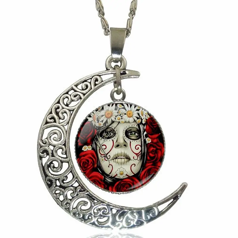 Ужасающая улыбка Череп Скелет Винтаж экзотические скрещенные кости|Ожерелья с